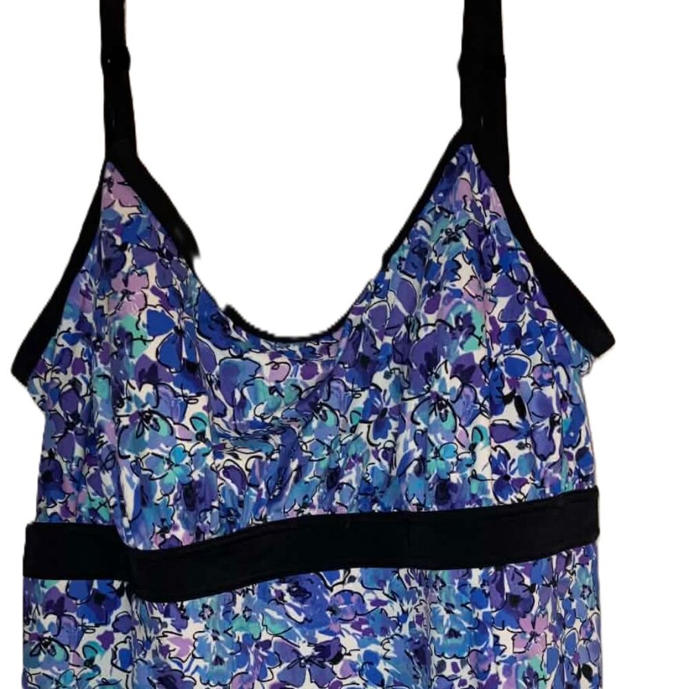 Fit 4 U Blue/Purple/Black Women's Plus Size Swimsuit Size 24W